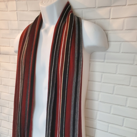 Burgundy Red and Black Striped Scarf - Picture 2 of 5